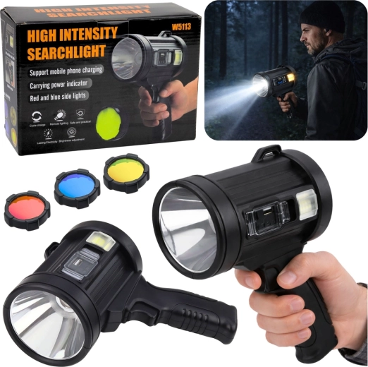 Reflector LED solar portabil 800 lm cu powerbank și filtre interschimbabile