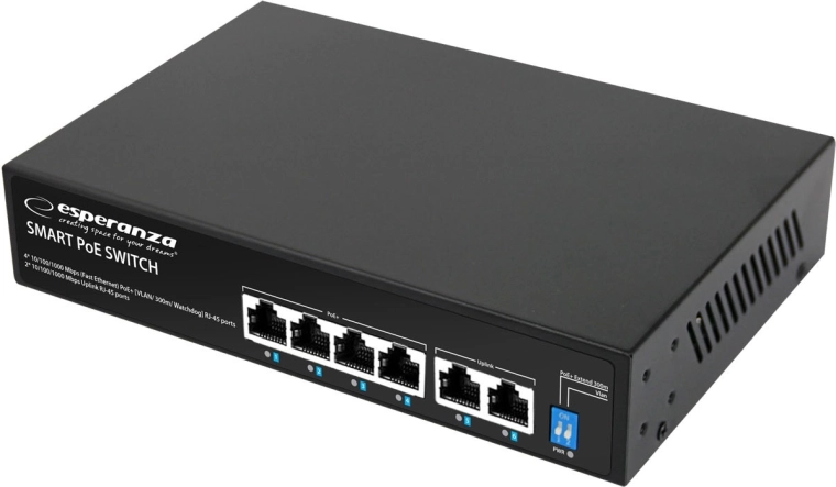 Switch PoE de rețea Esperanza GOLIATH cu 6 porturi, 65 W