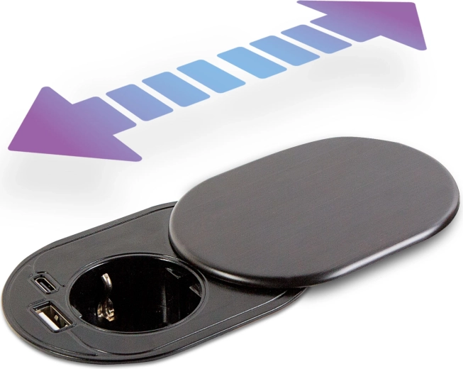 Priză de birou încastrată cu USB-A și USB-C Slide it