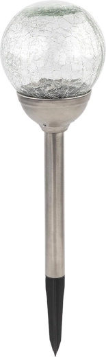 Lampă solară de grădină sferă 12 cm, inox și sticlă, 2 LED