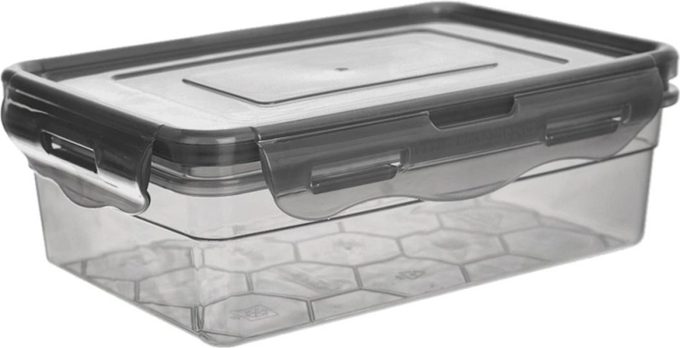 Caserolă din plastic pentru alimente cu capac și garnitură din silicon, gri, 850 ml