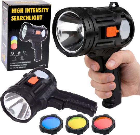 proiector portabil LED solar cu 6 moduri și filtre interschimbabile 19 cm