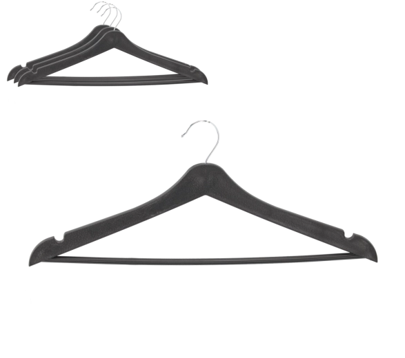 Set de 3 umerașe de catifea pentru haine, cârlig rotativ 360°, negru