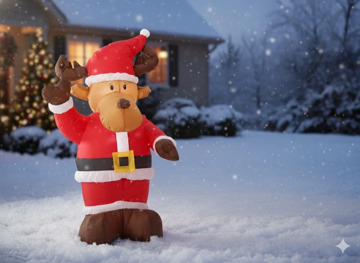 Ren de Crăciun gonflabil cu iluminare LED 135 cm