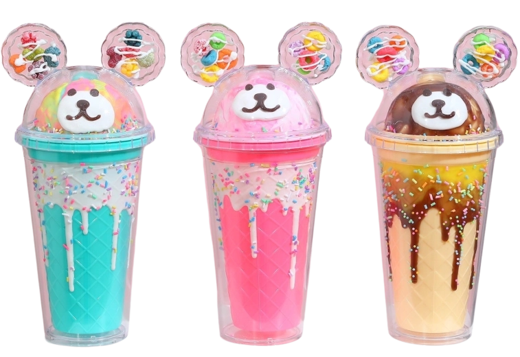 Pahar cu capac și pai Ursuleț 480 ml (mai multe variante)