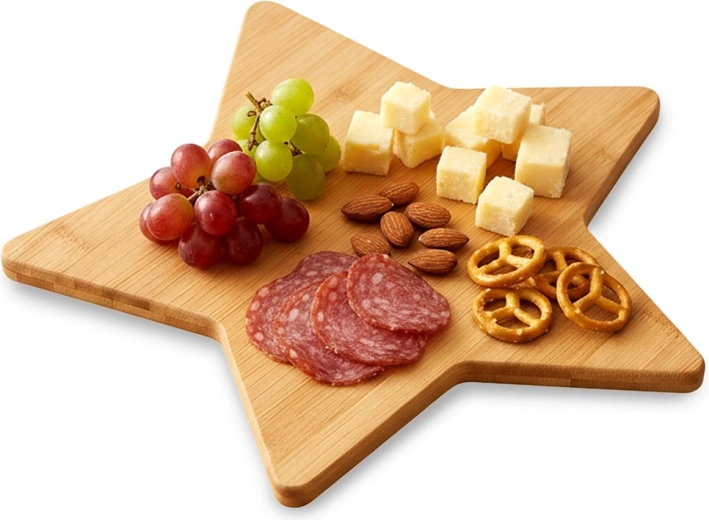 Tocător și platou de servire din bambus în formă de stea