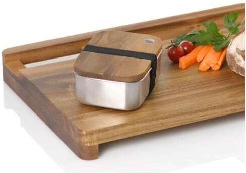 Cutie integrată din inox cu capac din lemn