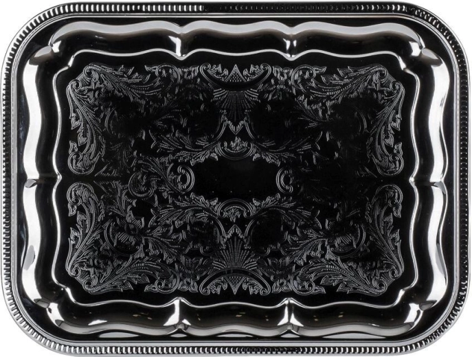 Tavă dreptunghiulară de servire AKCENT 41 × 31 cm, crom