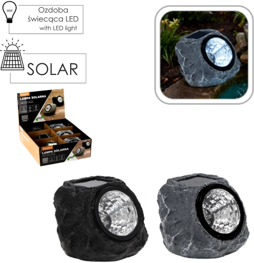 Lumină solară de grădină imitatie piatră 12,6 × 14,4 × 10 cm