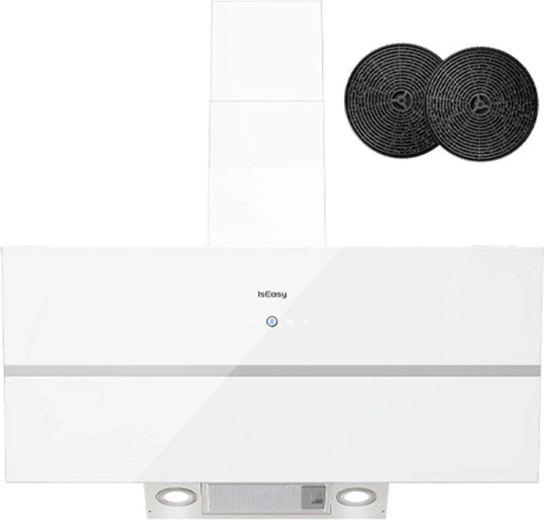 Hotă de perete ISEASY 90 cm, înclinată, A++, 594 m³/h, albă