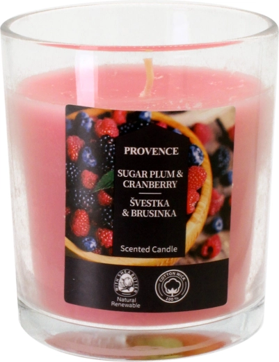 Lumânare în pahar prune și merișoare 7 x 8 cm