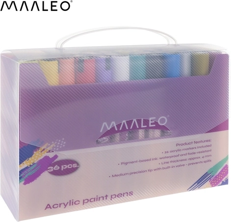 36 de culori acrilice intense într-un singur set