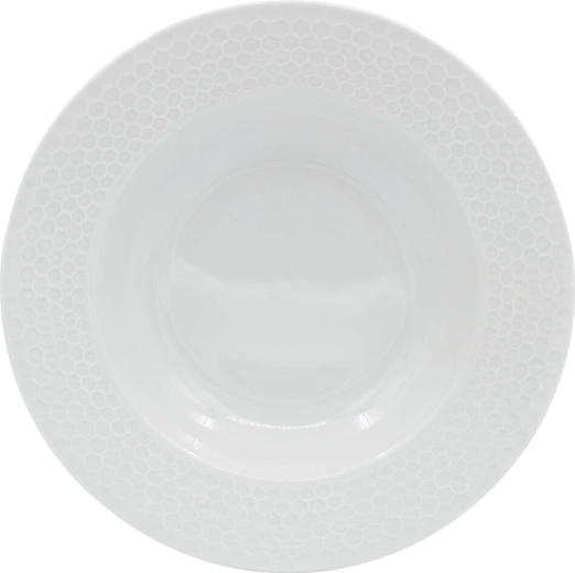 Farfurie adâncă din porțelan Honeycomb, albă, 25,5 cm
