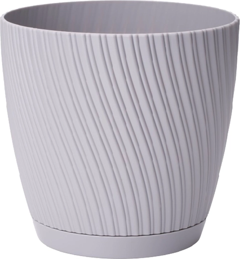 Ghiveci MIKA ECO RECYCLED cu farfurioară 27 cm platină
