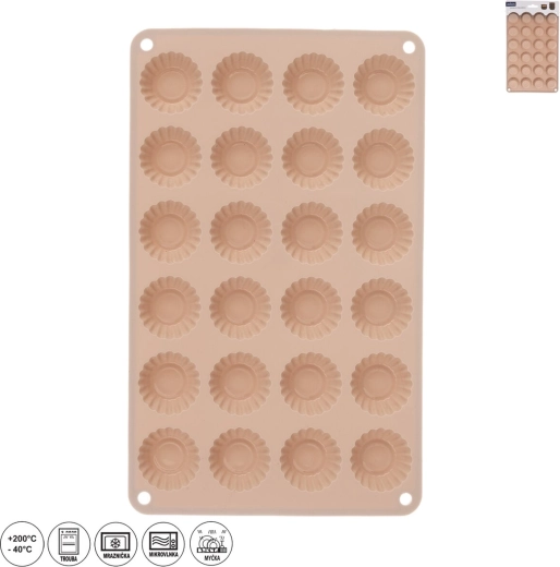 Formă din silicon pentru mini coșulețe, 24 buc., bej