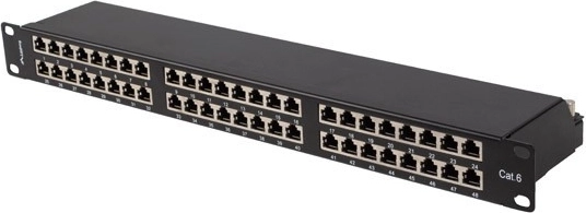 Lanberg patch panel 48 porturi 1U 19" Cat.6 FTP ecranat negru