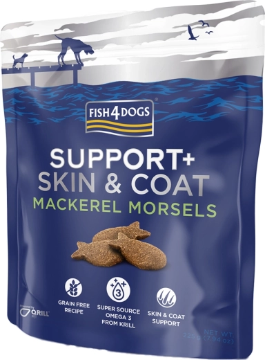Fish4Dogs gustări pentru câini Support+ blană și piele macrou 225 g
