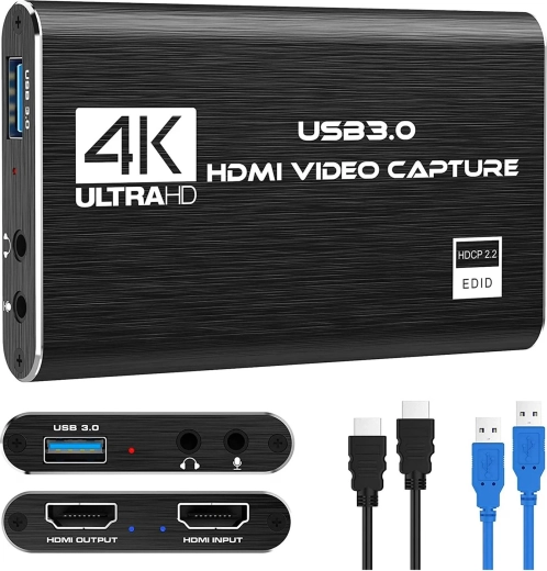 Renew Force USB 3.0 card de captură HDMI pentru înregistrare video Full HD 1080p/60 fps cu HDMI Loop-Out
