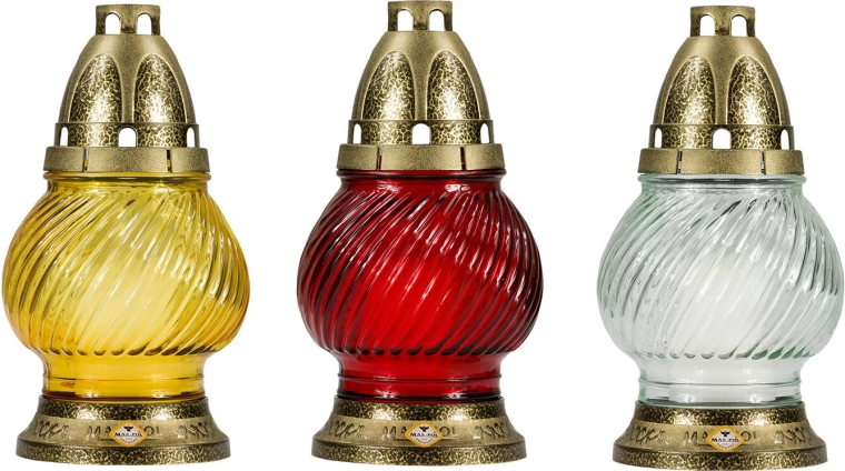 Lampă de cimitir din sticlă 20 cm, parafină, mix de culori