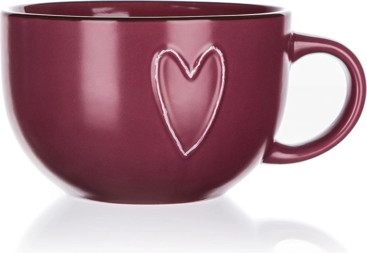 Cană jumbo din ceramică Heart 730 ml bordo