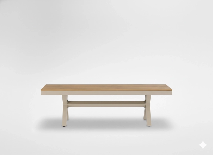 Bancă de grădină din aluminiu, bej, 150 × 36 × 47 cm