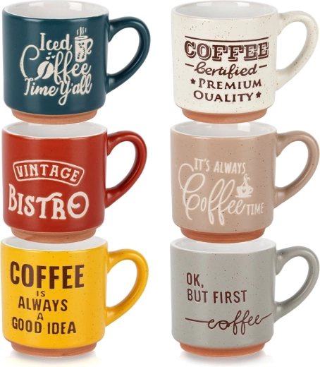 Cești espresso din ceramică 110 ml, set 6 buc