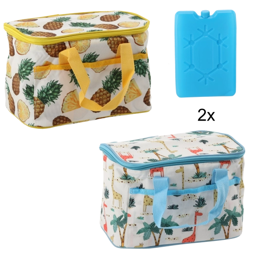 Geantă termică 6 l cu acumulatori de răcire, motiv ananas
