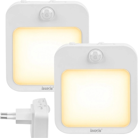 Lumină LED de noapte Izoxis cu senzor de mișcare și crepuscular, 2 bucăți