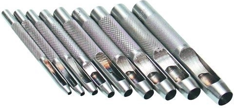 Set de poansoane tubulare pentru piele 2,5–10 mm, 9 piese