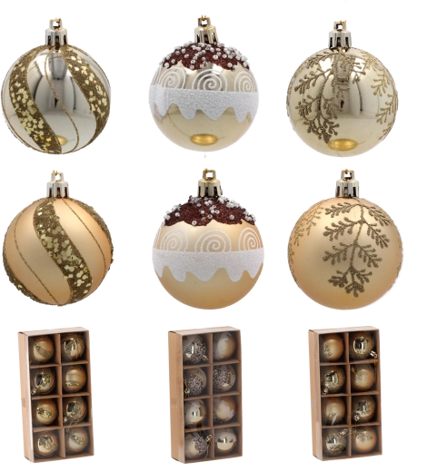 Set de globuri aurii de Crăciun 6 cm – 8 buc., nerăzbilă