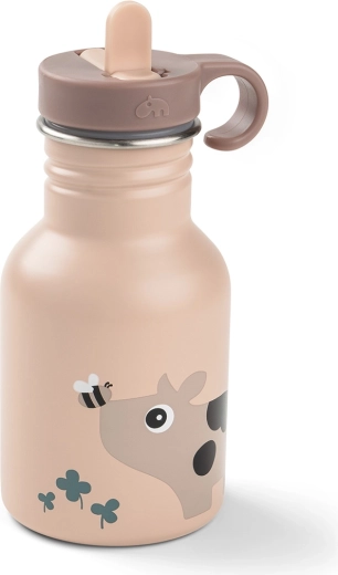 Done by Deer sticlă pentru copii din oțel inoxidabil Tiny farm roz 350 ml