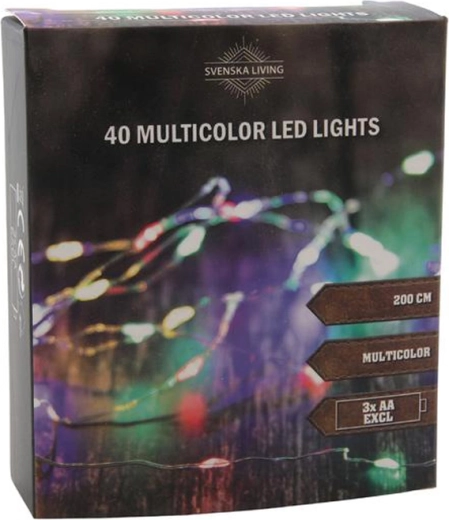 Șir luminos 40 LED, multicolor, 2 m, pe baterii