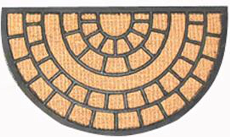 Preș semicerc din cocos și cauciuc 40 × 70 cm