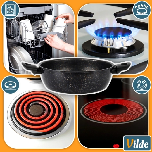 Compatibilă cu mai multe tipuri de aragaz