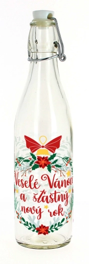 Sticlă de sticlă cu închidere tip clip 1 l Crăciun Fericit
