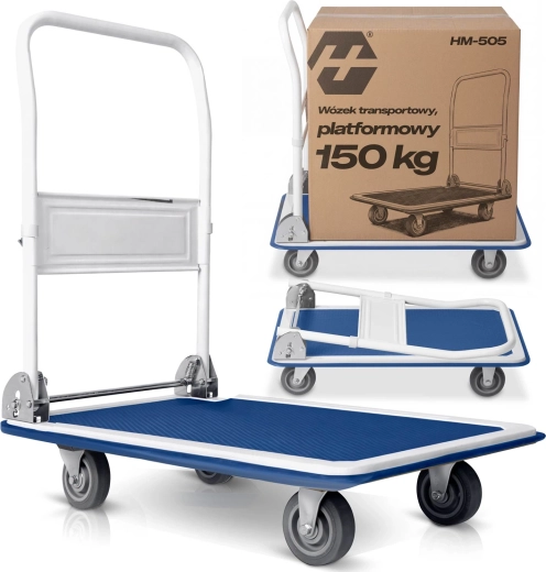 Cărucior de transport cu platformă Humberg alb-albastru