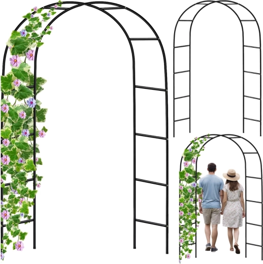 Pergolă metalică de grădină tip arc pentru plante cățărătoare 240 × 140 cm