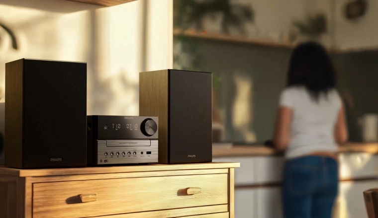 Sunet stereo puternic cu 20 W RMS și bass‑reflex