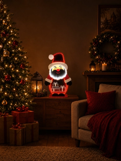 Decorațiune de Crăciun 3D Santa Claus cu efect infinity oglindă LED 21,6 × 8 × 37,3 cm - 1 bucată