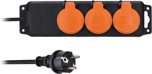 Solight prelungitor de exterior IP44 cu 3 prize și cablu din cauciuc 10 m
