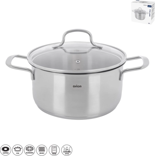 Cratiță din inox Anett glass 4,6 l cu capac din sticlă