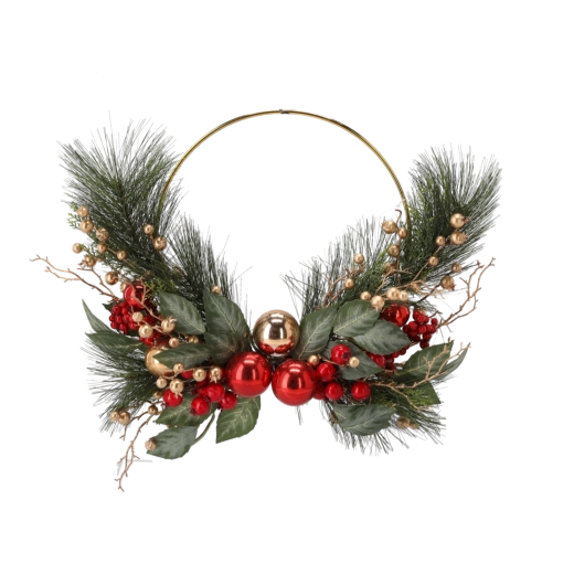 Coroniță de Crăciun roșu-aurie 60 × 38 × 10 cm - 1 bucată