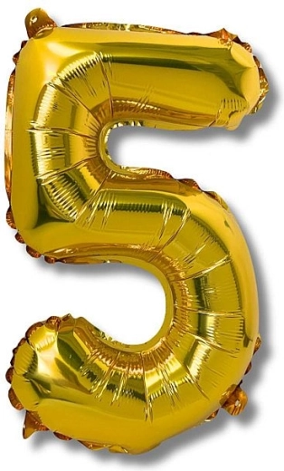 Balon din folie cifră 5, 40 cm, auriu