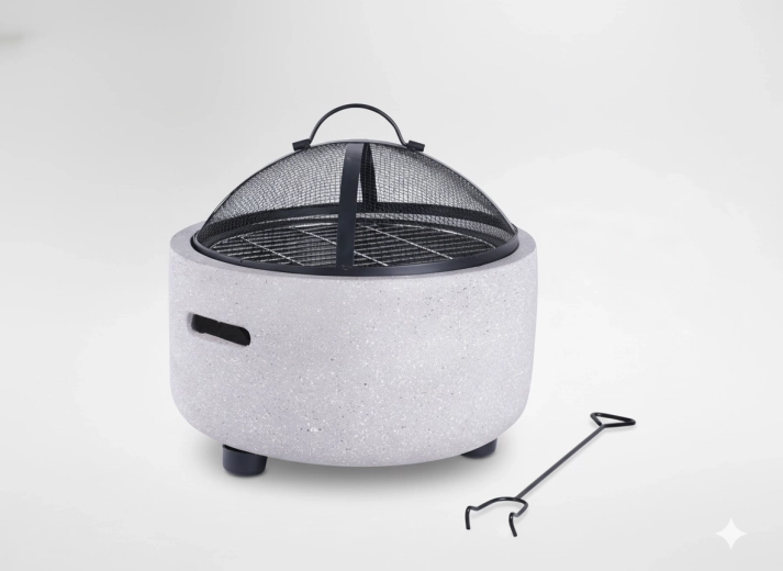 Focar de grădină cu capac și clește pentru jar 43 × 43 × 38,5 cm