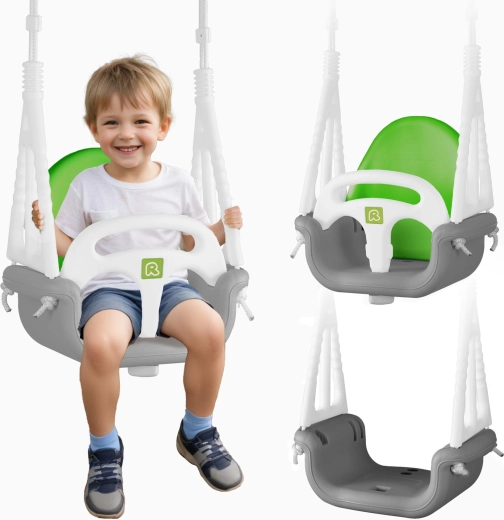 Leagăn pentru copii Ricokids Elefănțel 3în1, gri-verde