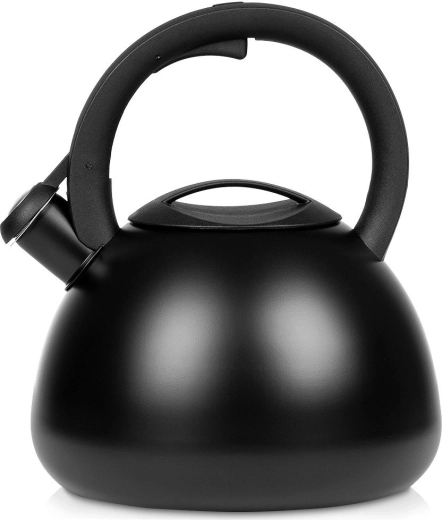 Cană Vilde din oțel inoxidabil cu fluier, neagră mată, 2,7 l