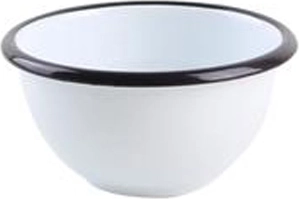 Bol emailat 11 cm alb cu margine neagră, 300 ml