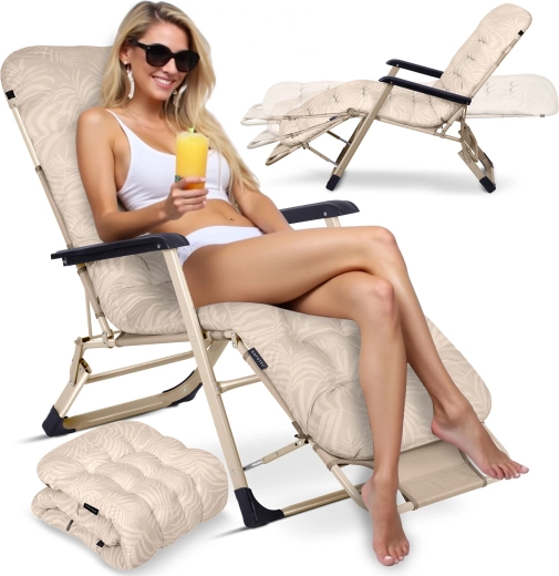 Șezlong de grădină pliabil cu pernă Sofotel ChillWell, bej