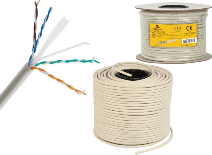 Cablu de rețea UTP Cat 6 AWG24, 100 m, gri