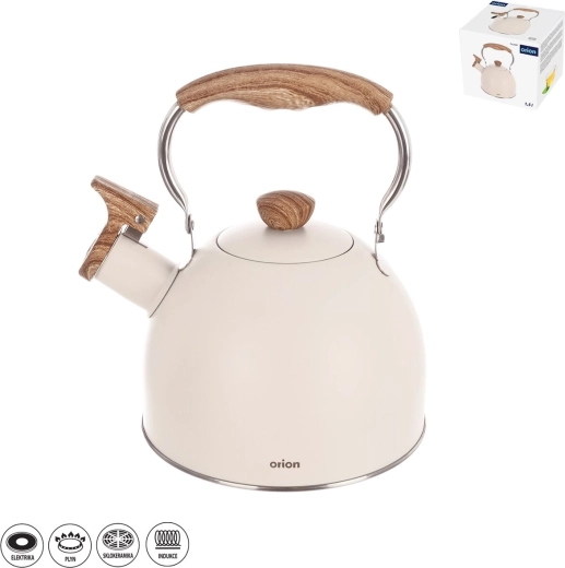 Ceainic din oțel inoxidabil cu fluier, bej, 1,5 l